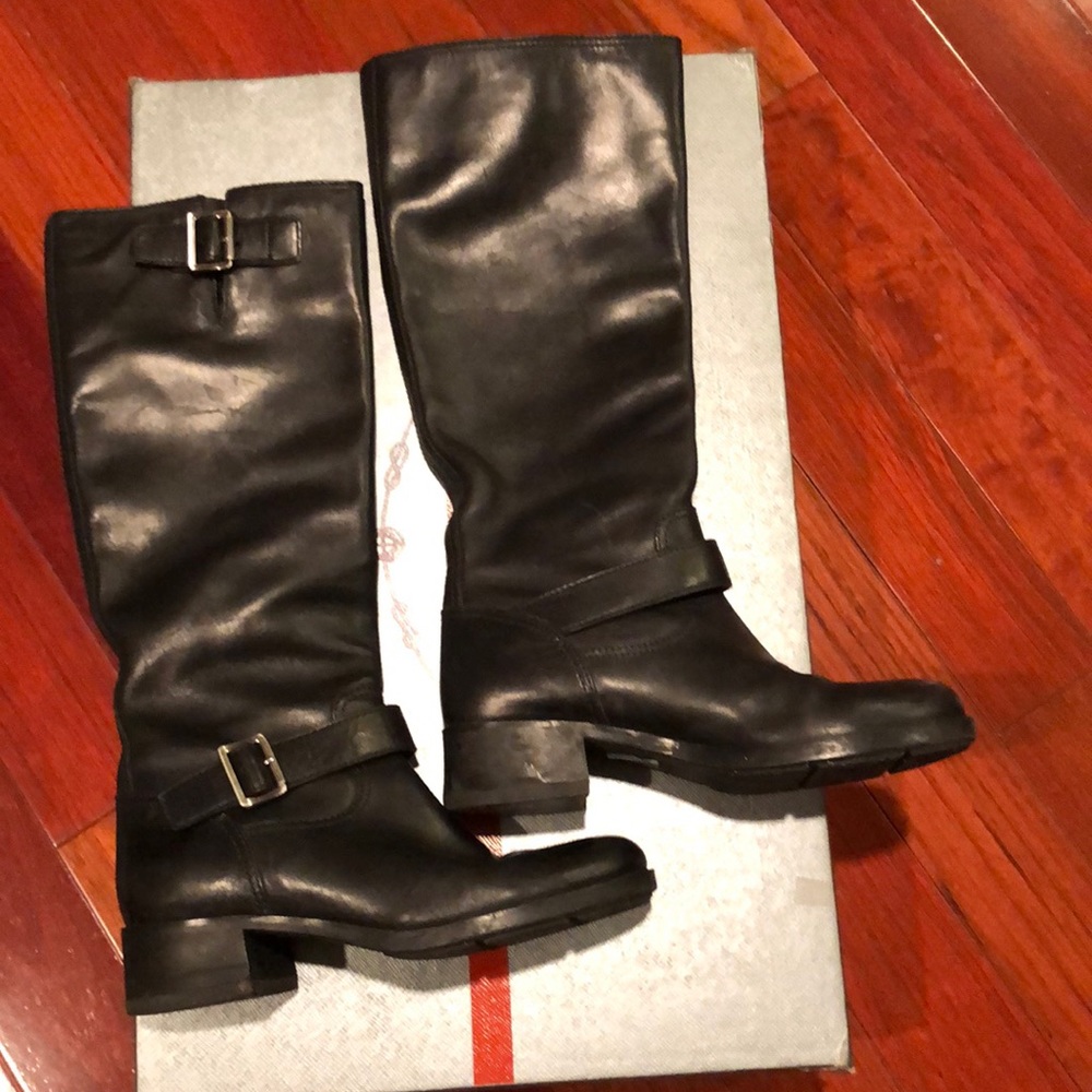 Prada tall leather riding boots